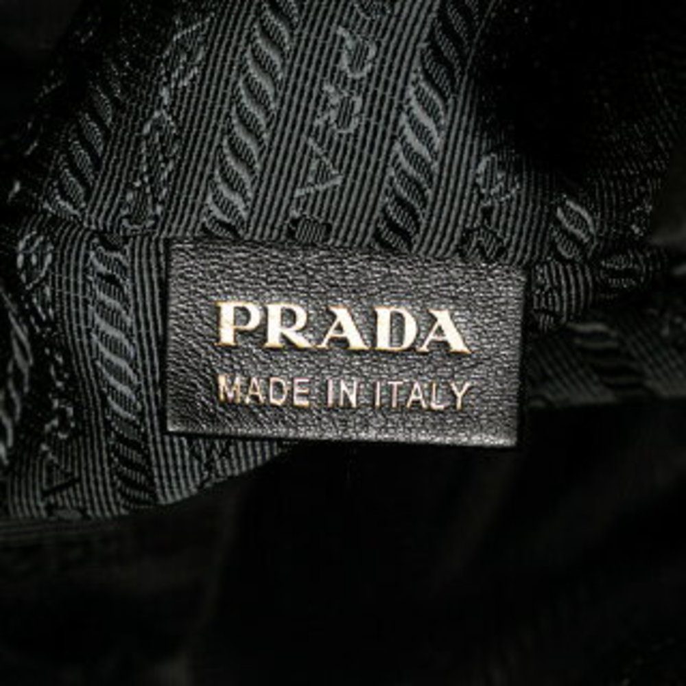Prada Ribbon Python Motif Handbag Black Beige Nyl… - image 7